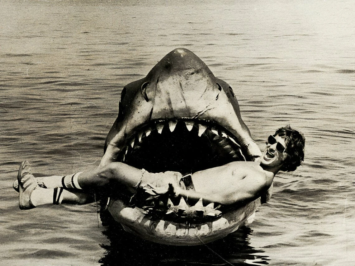 Photo of Spielberg with Shark from JAWS